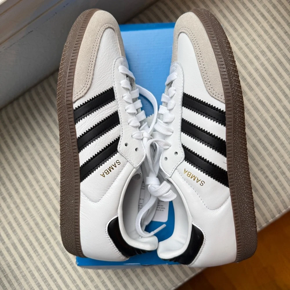 NEW Adidas W-Samba OG White and Black Trainers - Size 7.5M - Picture 7 of 8